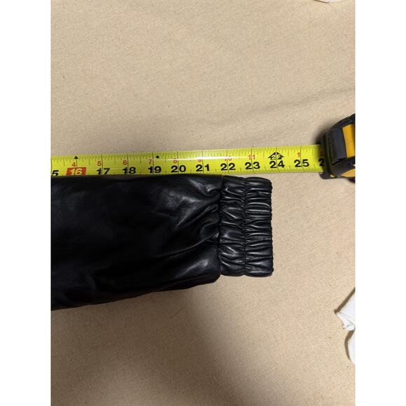 Wicked X Forever 21 Jacket Womens Small Black Faux Leather Bomber Rhinestone - Picture 13 of 16